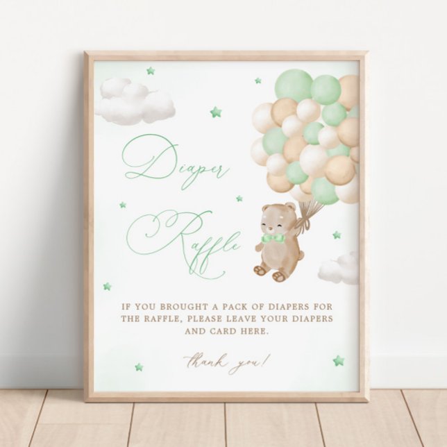 Teddy Bear Green Baby Dusche Windelwanne Windelwan Poster (Von Creator hochgeladen)