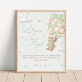 Teddy Bear Green Baby Dusche Windelwanne Windelwan Poster