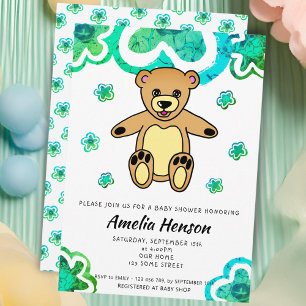 Teddy Bear Green Blume Blumenbaby Dusche Einladung