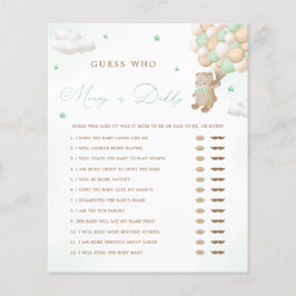 Teddy Bear Green Mommy oder Daddy Baby Shower Game