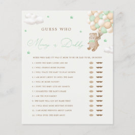 Teddy Bear Green Mommy oder Daddy Baby Shower Game