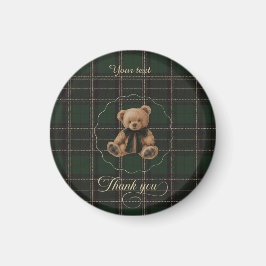 Teddy Bear Green Tartan  Magnet