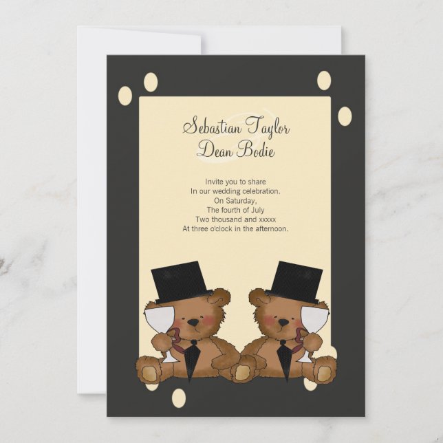 Teddy Bear Grooms Wedding Einladung (Vorderseite)