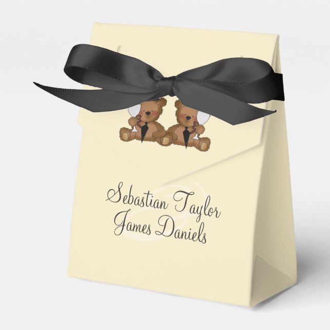 Teddy Bear Grooms Wedding Geschenkschachtel (Vorderseite)