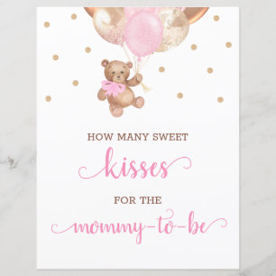 Teddy Bear Guess Wie viele Kisses Sign Baby Dusche