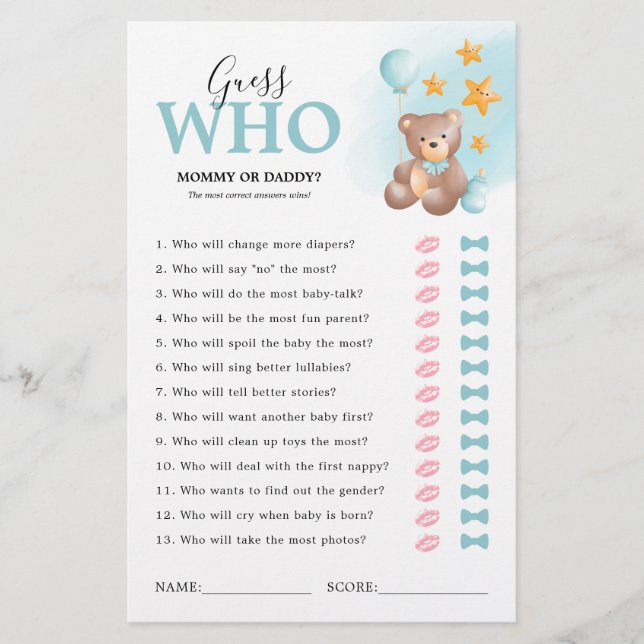 Teddy Bear Guessing Baby Shooting Game (Vorderseite)