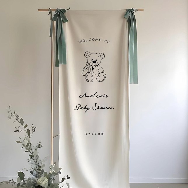 Teddy Bear hand drawn baby shower Banner (Von Creator hochgeladen)