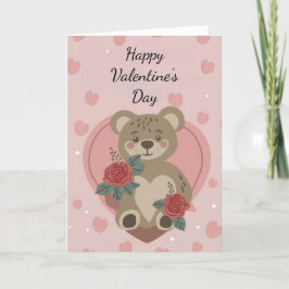 Teddy Bear Happy Valentine's Day Holiday Card Feiertagskarte