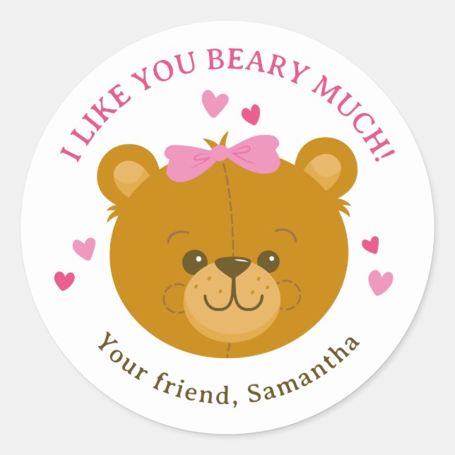 Teddy Bear Happy Valentine's Day Sticker for Girls (Devant)