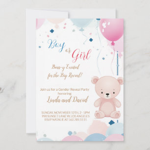 Teddy Bear He or She : Gender Revevela Invitation
