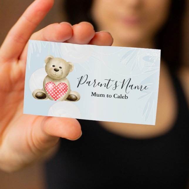 Teddy Bear & Hearts Business Card Visitenkarte (Von Creator hochgeladen)