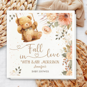 Teddy Bear Herbst Babydusche fällt in Liebe Papier Serviette