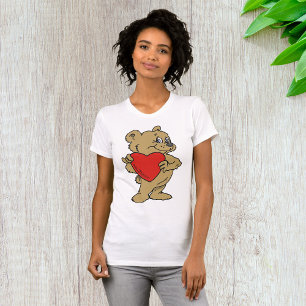 Teddy Bear Holding a Red Heart Womens T - Shirt
