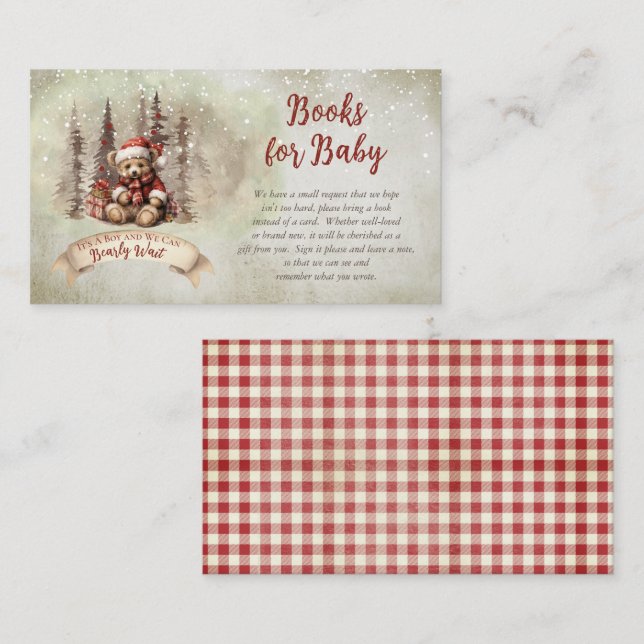 Teddy Bear Holiday Boy Babydusche Bücher für Baby Begleitkarte (Vorne/Hinten)
