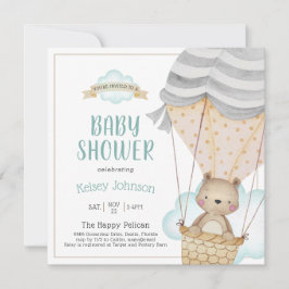 Teddy Bear Hot Air Ballon Babydusche Einladung