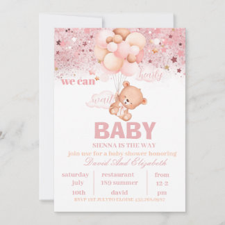 Teddy Bear Hot Air Ballon Babydusche in Einladung