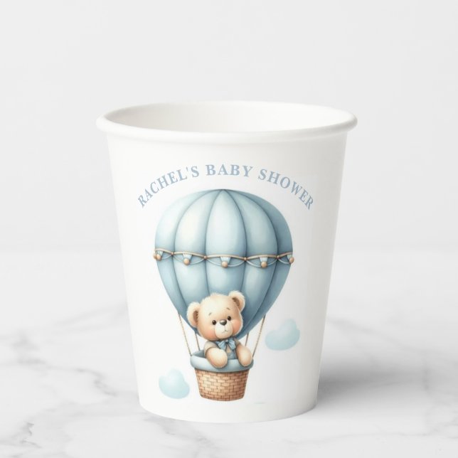 Teddy Bear Hot Air Ballon Babydusche Papiertüten Pappbecher (Vorderseite)