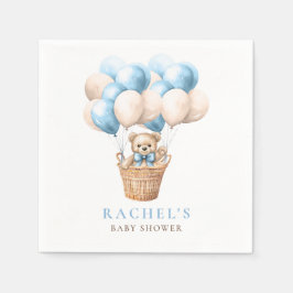 Teddy Bear Hot Air Ballon Blue Boy Baby Dusche Serviette