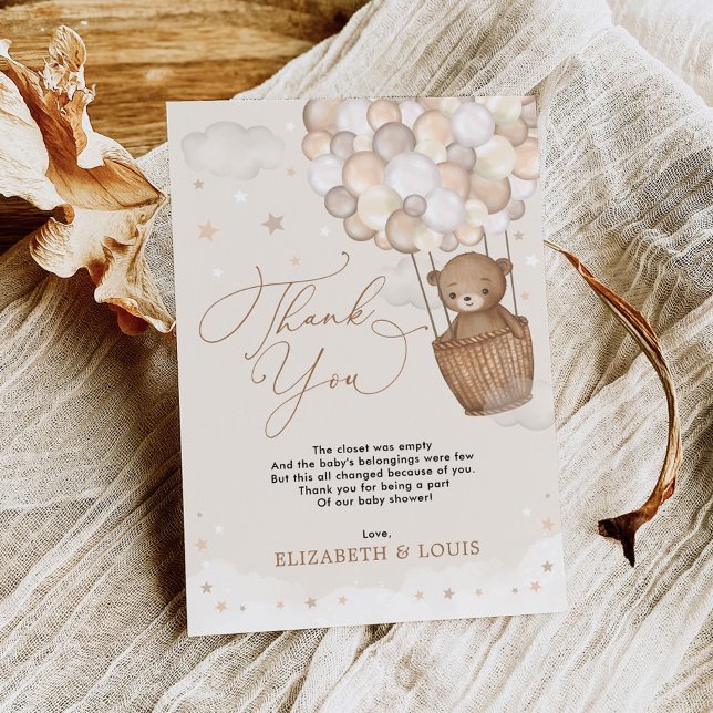 Teddy Bear Hot Air Balloon  Dankeskarte (Von Creator hochgeladen)