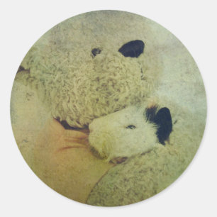 Teddy Bear hugs eine Guinea Pig Runder Aufkleber