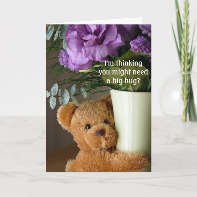 Teddy Bear Hugs und Blume-Get Well Karte (Vorderseite)