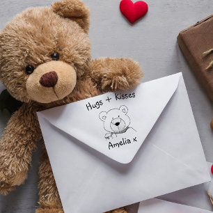 Teddy Bear Hugs und Kisses Rubber Briefmarke Gummistempel