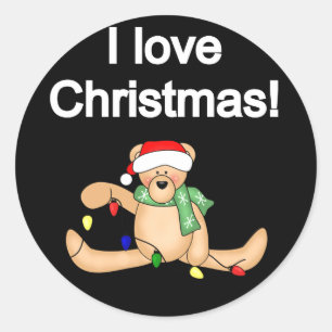 Teddy Bear I Liebe Weihnachtsgeschenke und Geschen Runder Aufkleber