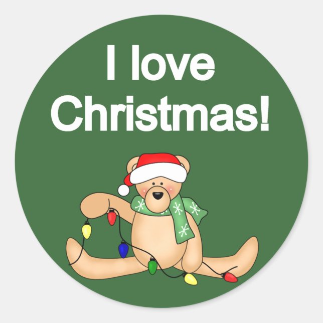 Teddy Bear I Liebe Weihnachtsgeschenke und Geschen Runder Aufkleber (Vorderseite)