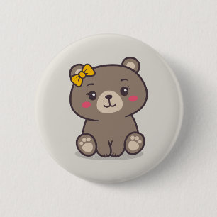Teddy Bear Illustration Button