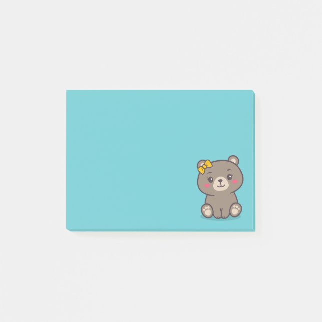 Teddy Bear Illustration Post-it Klebezettel (Vorderseite)