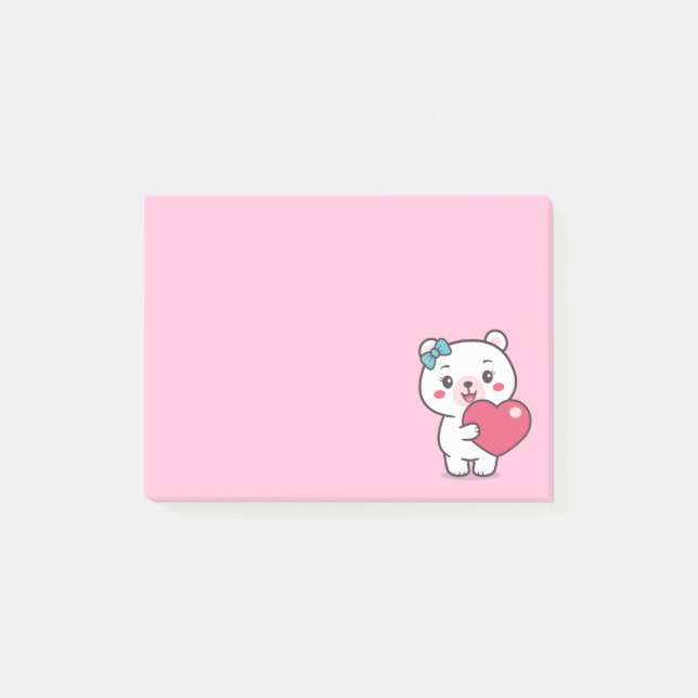 Teddy Bear Illustration Post-it Klebezettel (Vorderseite)