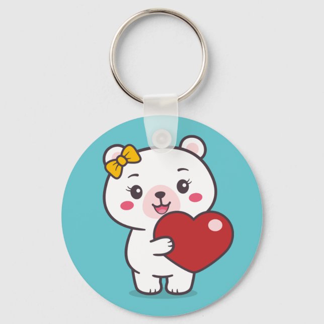 Teddy Bear Illustration Schlüsselanhänger (Vorderseite)