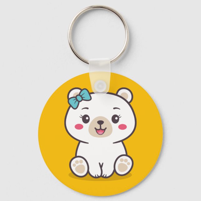 Teddy Bear Illustration Schlüsselanhänger (Vorderseite)