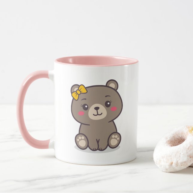 Teddy Bear Illustration Tasse (Mit Donut)