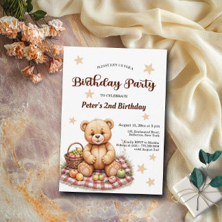 Teddy Bear im Picnic 2. Geburtstag Party Einladung