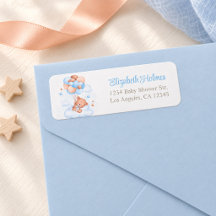 Teddy Bear im Sky Baby Shower Address Label