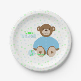 Teddy Bear in Blue Baby Shower Paper Plakat verkle Pappteller
