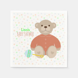 Teddy Bear in Coral Baby Shower verkleidet Serviette