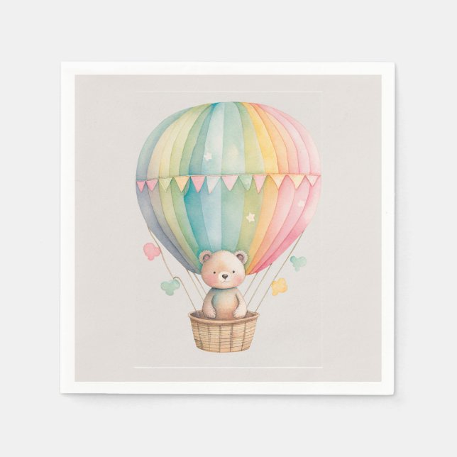 Teddy Bear in einem Heißluftballon Napkins Serviette (Vorderseite)