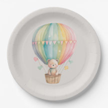 Teddy Bear in einem Heißluftballon Papier Teller
