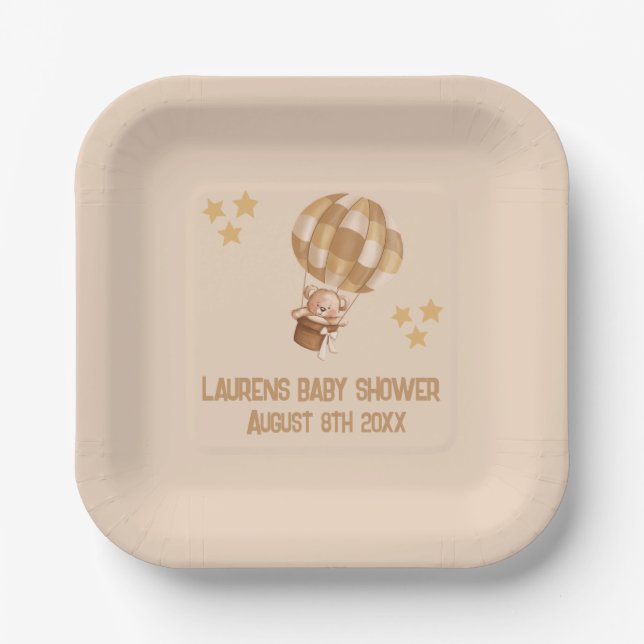 Teddy Bear in Hot Air Balloon Paper Plates Pappteller (Vorderseite)