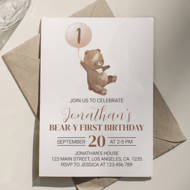 Teddy Bear Invitation pour le premier anniversaire (Créateur téléchargé)