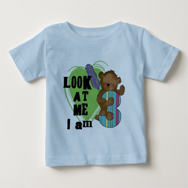 Teddy Bear Je suis 3 Tshirts et cadeaux d'annivers (Devant)
