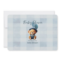 Teddy Bear Jean Baby Shower Blauer Einladung