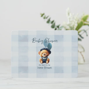 Teddy Bear Jean Baby Shower Blauer Einladung