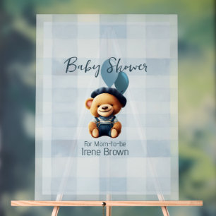 Teddy Bear Jean Baby Shower Blue Acrylschild