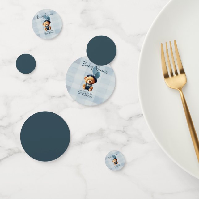 Teddy Bear Jean Baby shower Blue Confetti (Groupe)