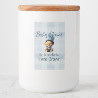 Teddy Bear Jean Baby Shower Blue Lebensmitteletikett