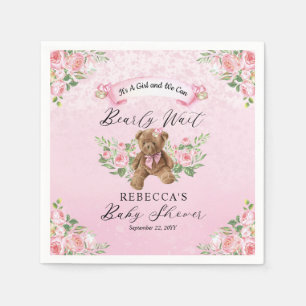 Teddy Bear kann frühzeitig auf Pink Girl Baby Dusc Serviette