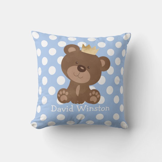 Teddy Bear Kinderzimmer Decke Baby Boy Personalisi Kissen (Vorderseite)